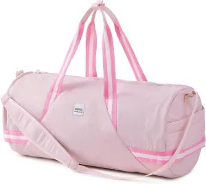 Gym Bag for Men Women,35L Small Fitness Workout Sports Bag with Wet Pocket & Shoe Compartment, Water Resistant Overnight Weekender Duffel(Pink)