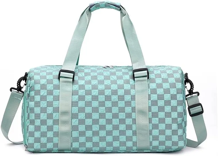 Gym Bag for Women and Men, Big Duffel Bag for Sports, Gyms and Weekend Getaway, Waterproof Sports Tote Bag with Shoe and Wet Clothes Compartments, Lightweight Travel Bag (Light green)