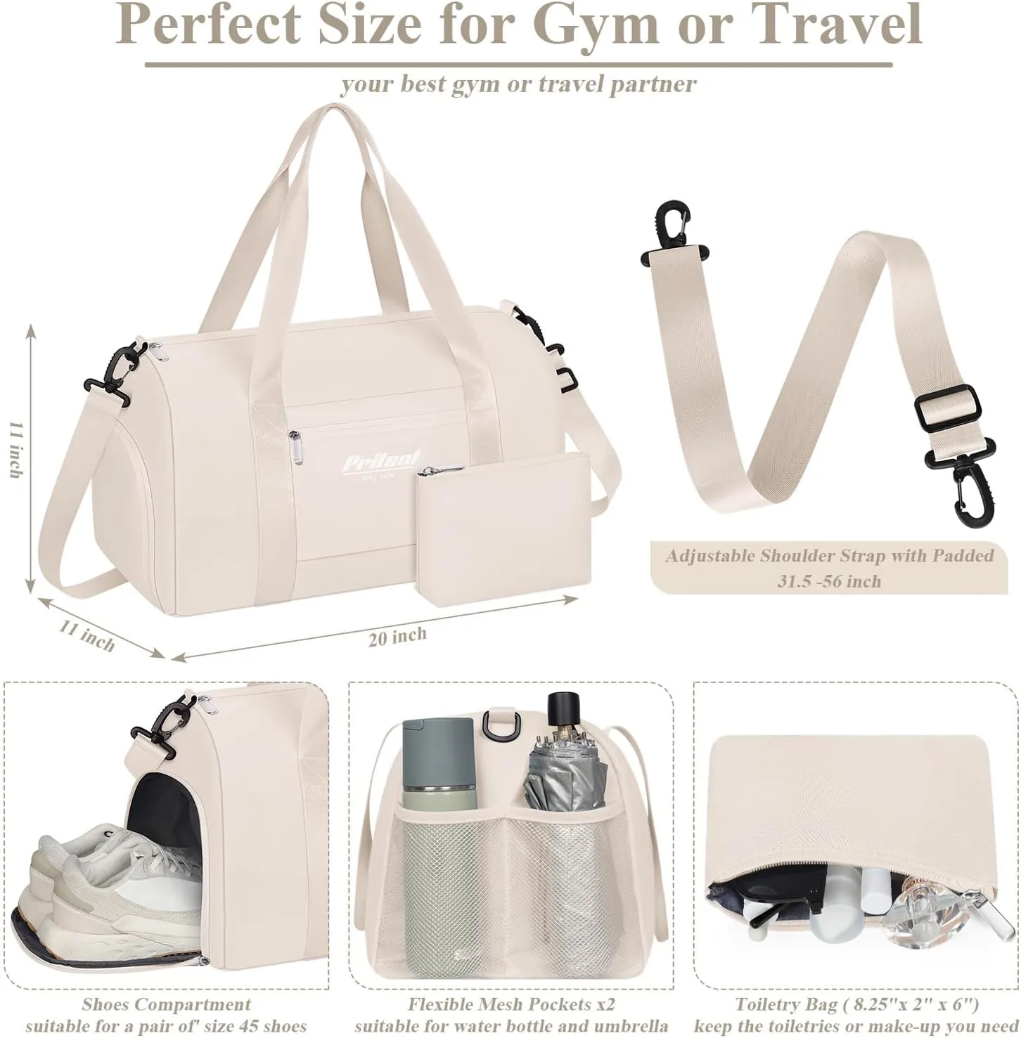 Gym Bag for Women with Shoe Compartment, Sport Gym Tote Bags Travel Duffle Bag for Hospital Yoga Maternity