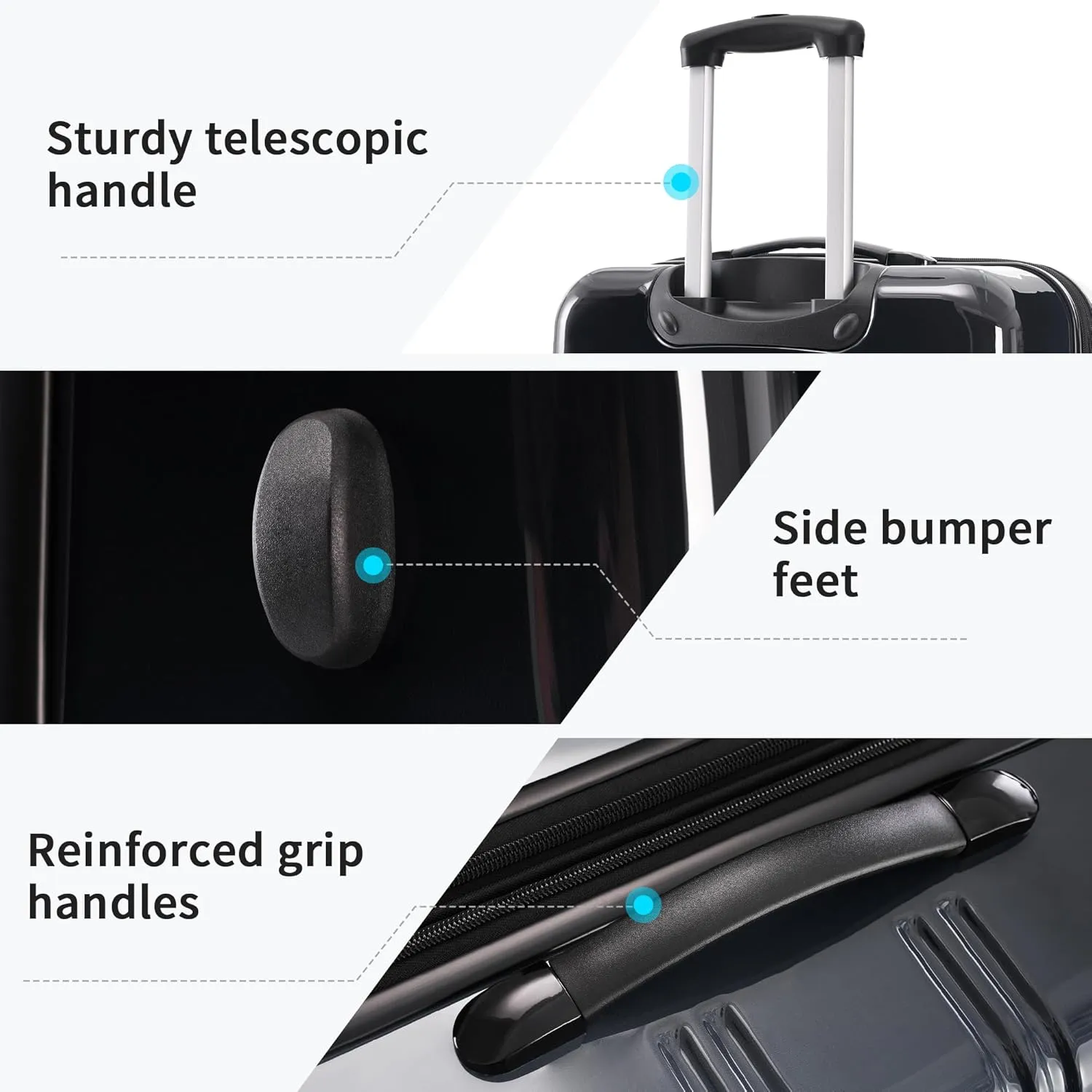 Hardshell Luggage Sets 3 pcs Spinner Suitcase with TSA Lock Spinner Wheel Suitcases Lightweight-20 24" 28" Luggages (Black Multi)