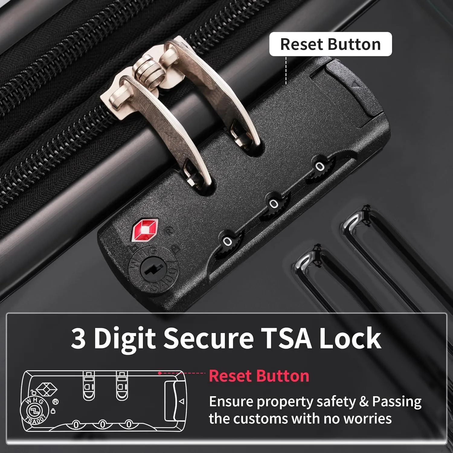 Hardshell Luggage Sets 3 pcs Spinner Suitcase with TSA Lock Spinner Wheel Suitcases Lightweight-20 24" 28" Luggages (Black Multi)