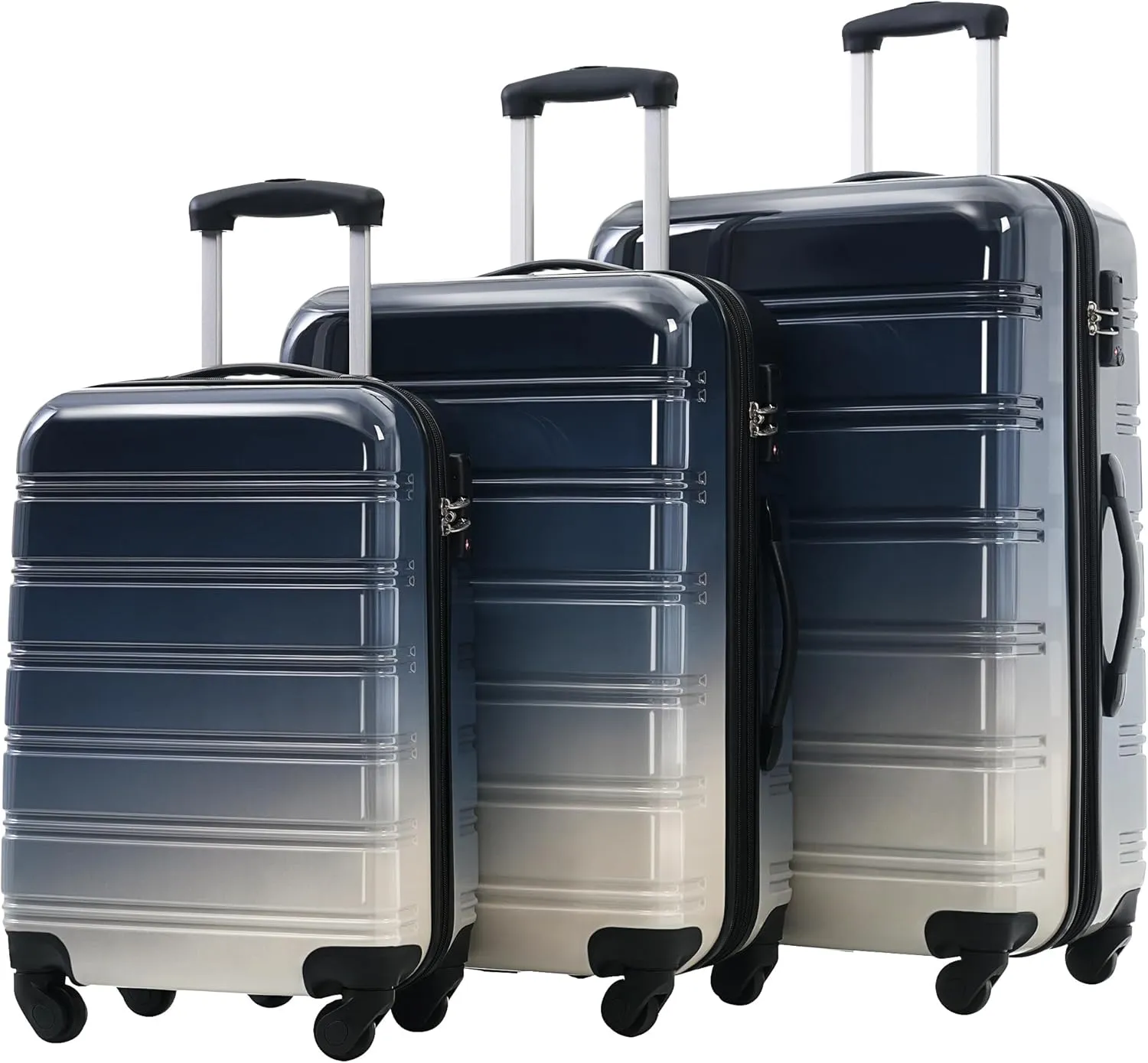 Hardshell Luggage Sets 3 pcs Spinner Suitcase with TSA Lock Spinner Wheel Suitcases Lightweight-20 24" 28" Luggages (Black Multi)