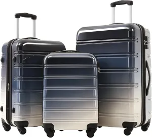 Hardshell Luggage Sets 3 pcs Spinner Suitcase with TSA Lock Spinner Wheel Suitcases Lightweight-20 24" 28" Luggages (Black Multi)