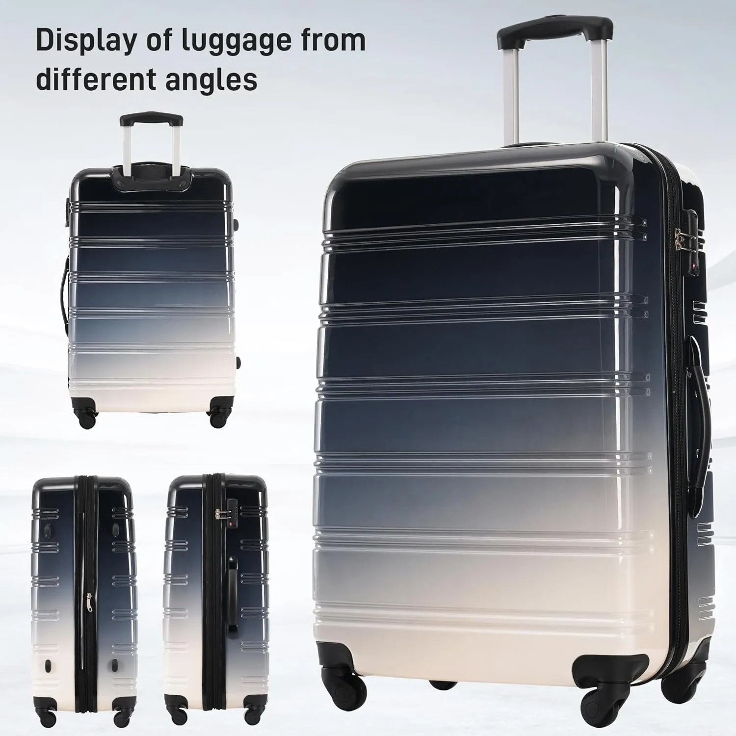 Hardshell Luggage Sets 3 pcs Spinner Suitcase with TSA Lock Spinner Wheel Suitcases Lightweight-20 24" 28" Luggages (Black Multi)