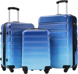 Hardshell Luggage Sets 3 pcs Spinner Suitcase with TSA Lock Spinner Wheel Suitcases Lightweight-20 24" 28" Luggages (Blue Multi)