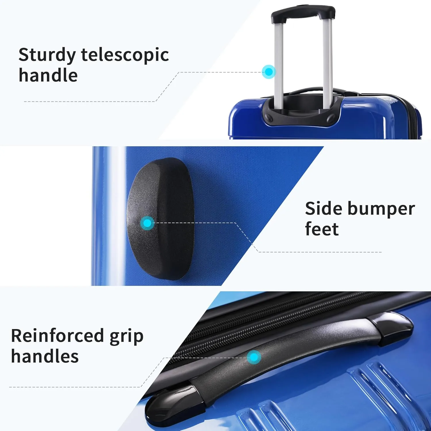 Hardshell Luggage Sets 3 pcs Spinner Suitcase with TSA Lock Spinner Wheel Suitcases Lightweight-20 24" 28" Luggages (Blue Multi)