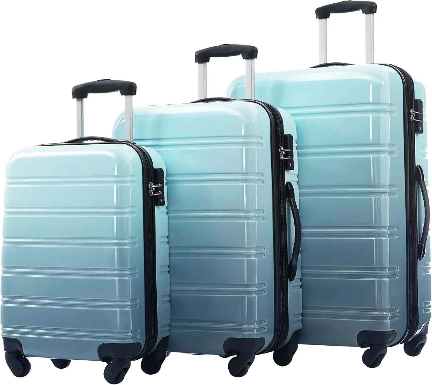 Hardshell Luggage Sets 3 pcs Spinner Suitcase with TSA Lock Spinner Wheel Suitcases Lightweight-20 24" 28" Luggages (Blue Multi)