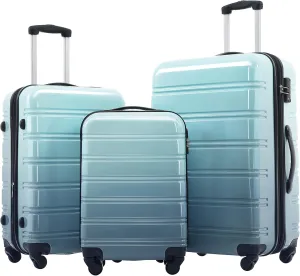 Hardshell Luggage Sets 3 pcs Spinner Suitcase with TSA Lock Spinner Wheel Suitcases Lightweight-20 24" 28" Luggages (Blue Multi)