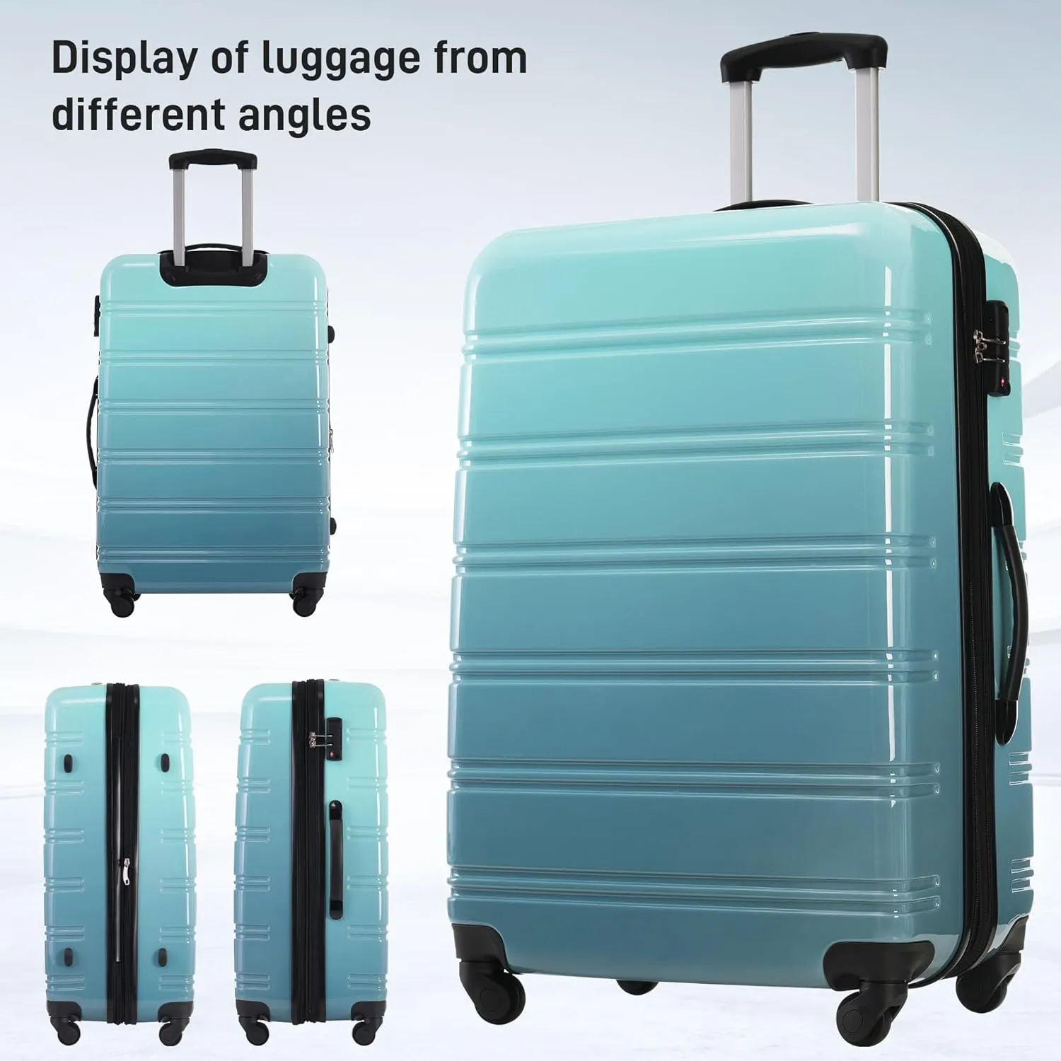 Hardshell Luggage Sets 3 pcs Spinner Suitcase with TSA Lock Spinner Wheel Suitcases Lightweight-20 24" 28" Luggages (Blue Multi)