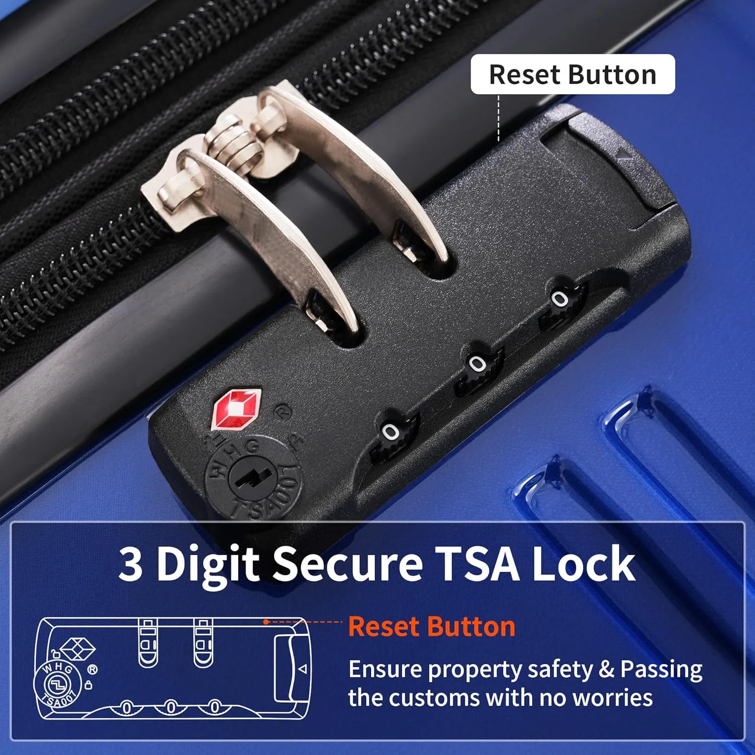 Hardshell Luggage Sets 3 pcs Spinner Suitcase with TSA Lock Spinner Wheel Suitcases Lightweight-20 24" 28" Luggages (Blue Multi)