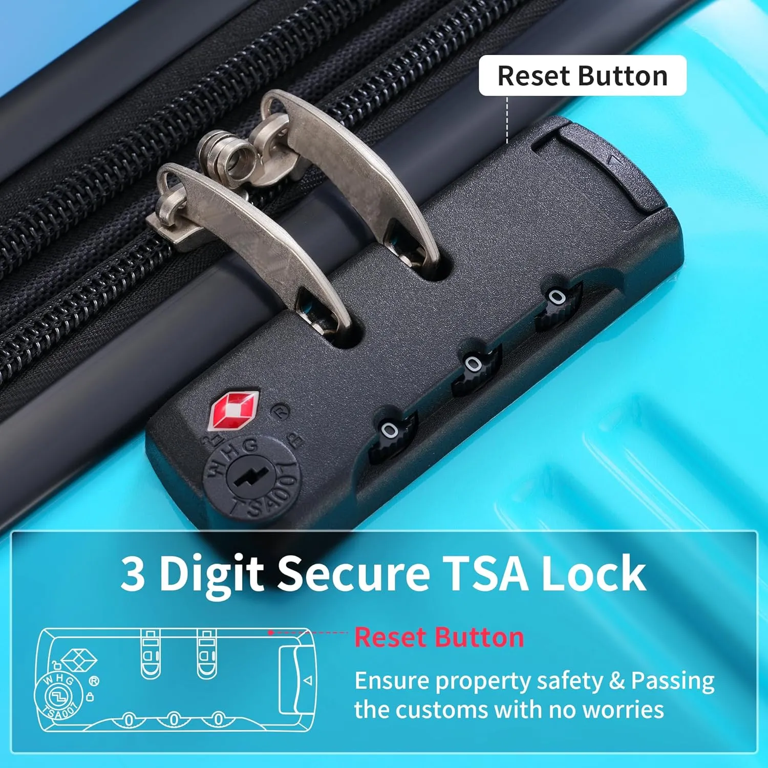 Hardshell Luggage Sets 3 pcs Spinner Suitcase with TSA Lock Spinner Wheel Suitcases Lightweight-20 24" 28" Luggages (Blue Red)