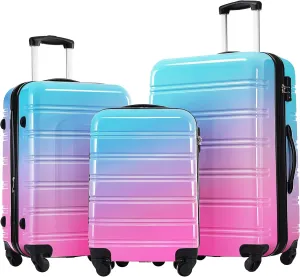 Hardshell Luggage Sets 3 pcs Spinner Suitcase with TSA Lock Spinner Wheel Suitcases Lightweight-20 24" 28" Luggages (Blue Red)