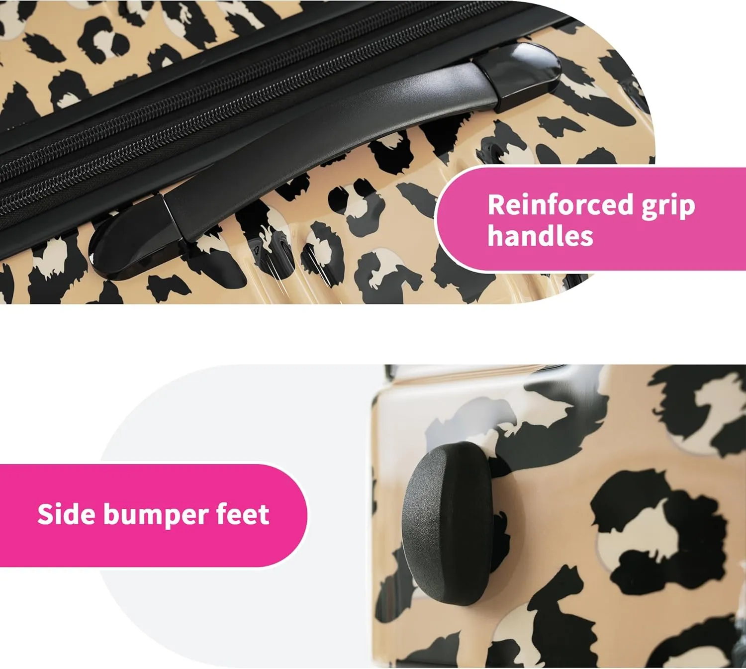 Hardshell Luggage Sets 3 pcs Spinner Suitcase with TSA Lock Spinner Wheel Suitcases Lightweight-20 24" 28" Luggages (Brown Leopard)