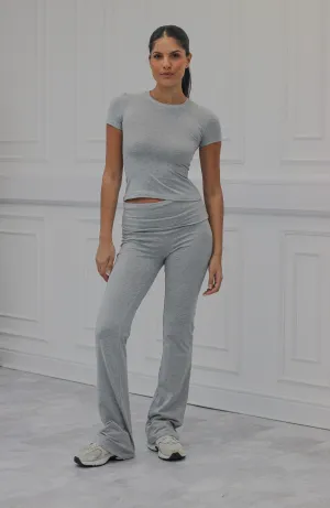 Jersey 2 piece set -short sleeve crop top with fold over leggings