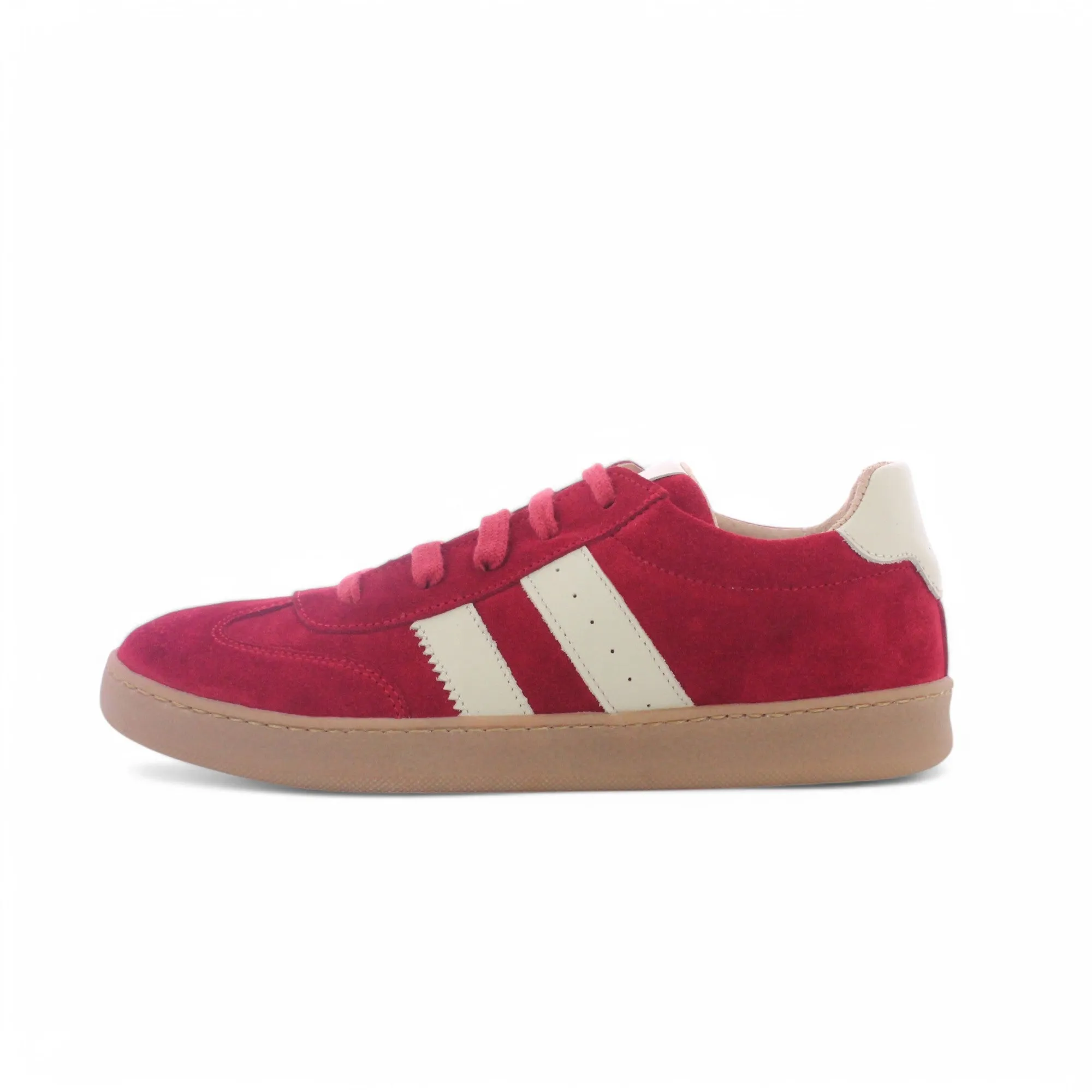 Jessy - Cuir rouge cerise blanc