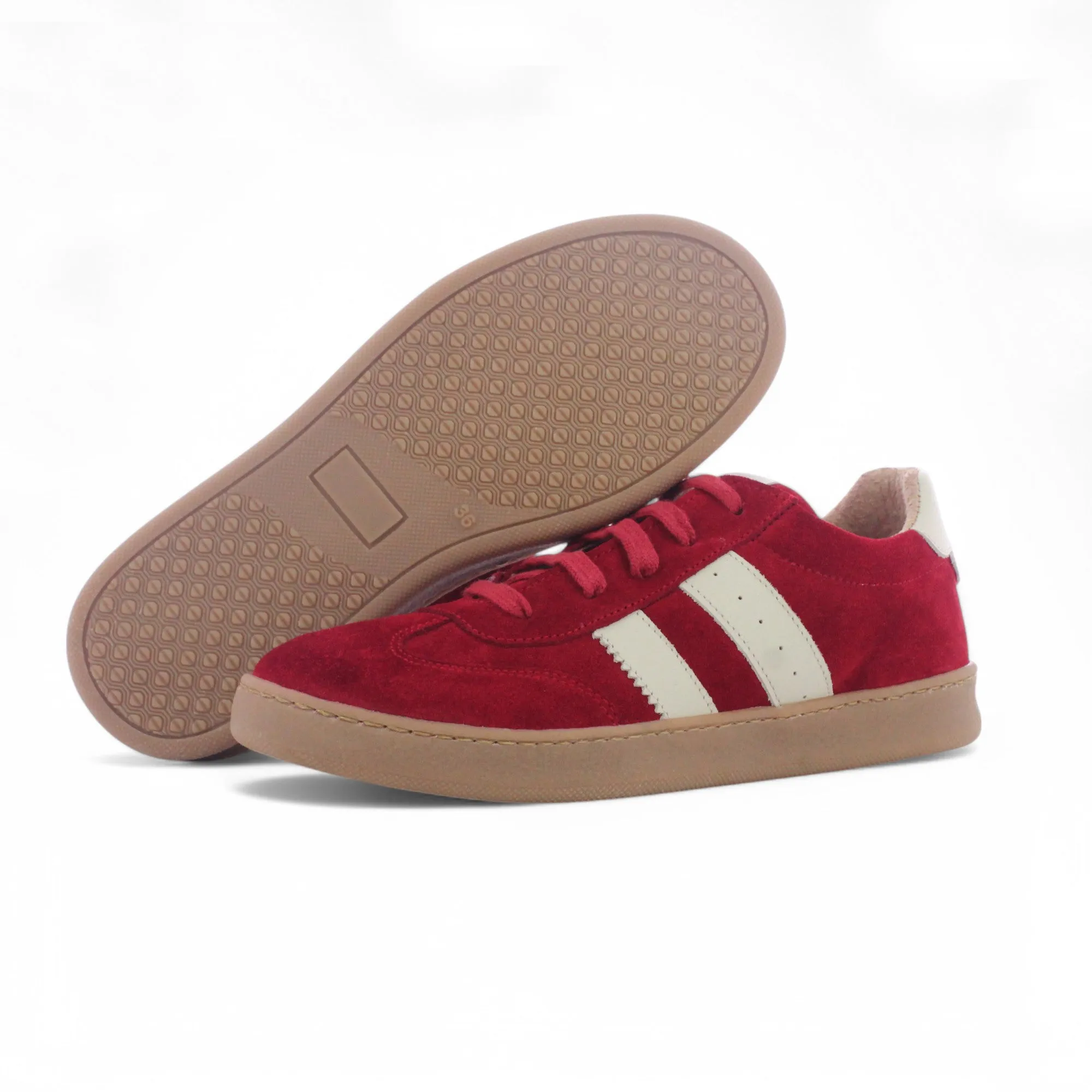 Jessy - Cuir rouge cerise blanc