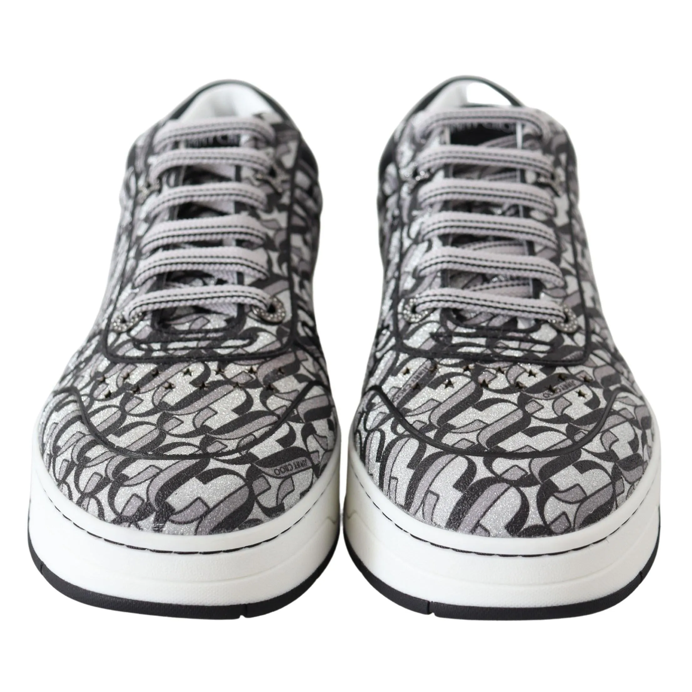 Jimmy Choo Glittering Slip-On Sneakers - Silver and Black