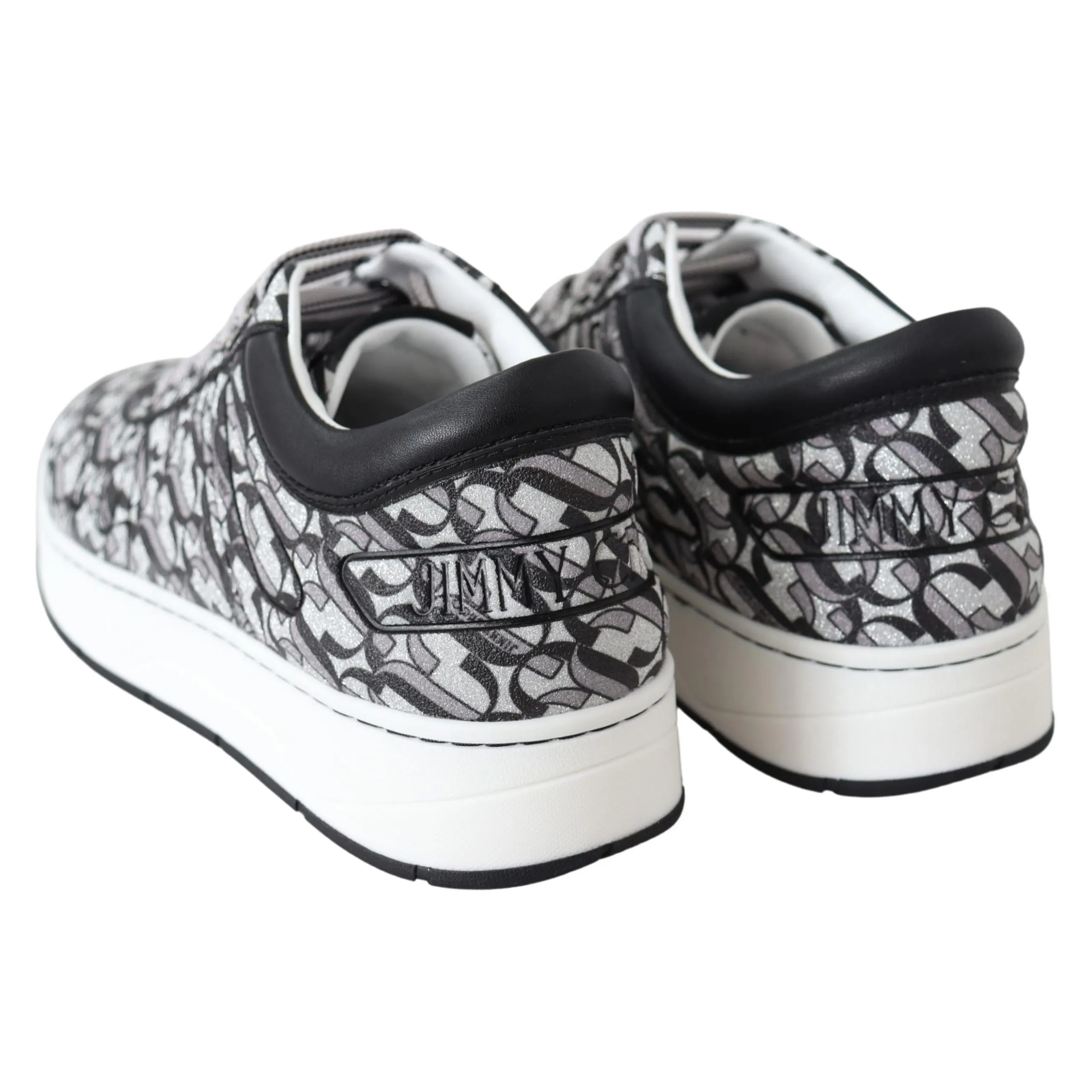 Jimmy Choo Glittering Slip-On Sneakers - Silver and Black