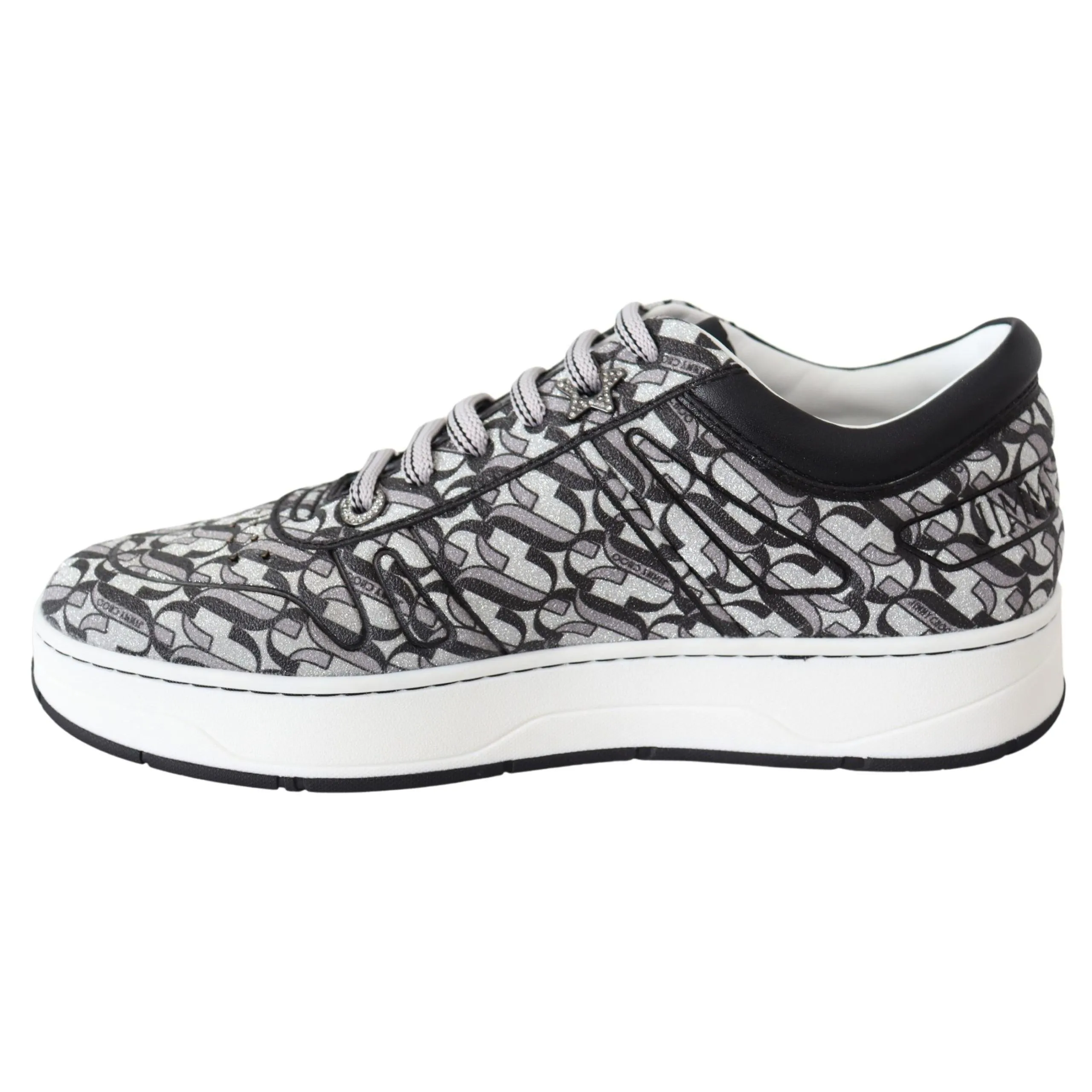 Jimmy Choo Glittering Slip-On Sneakers - Silver and Black