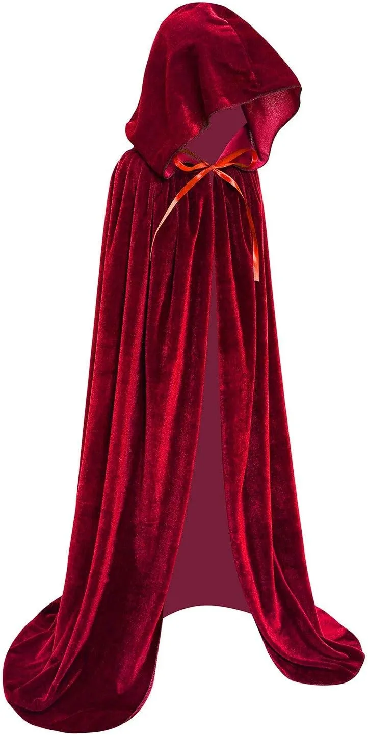 Kids Velvet Cloak Cape With Hooded For Halloween Christmas Cosplay Costumes
