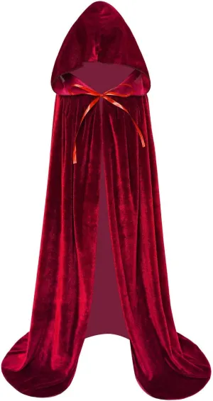 Kids Velvet Cloak Cape With Hooded For Halloween Christmas Cosplay Costumes