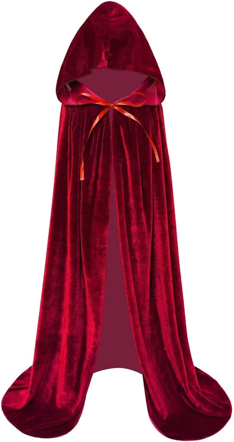 Kids Velvet Cloak Cape With Hooded For Halloween Christmas Cosplay Costumes