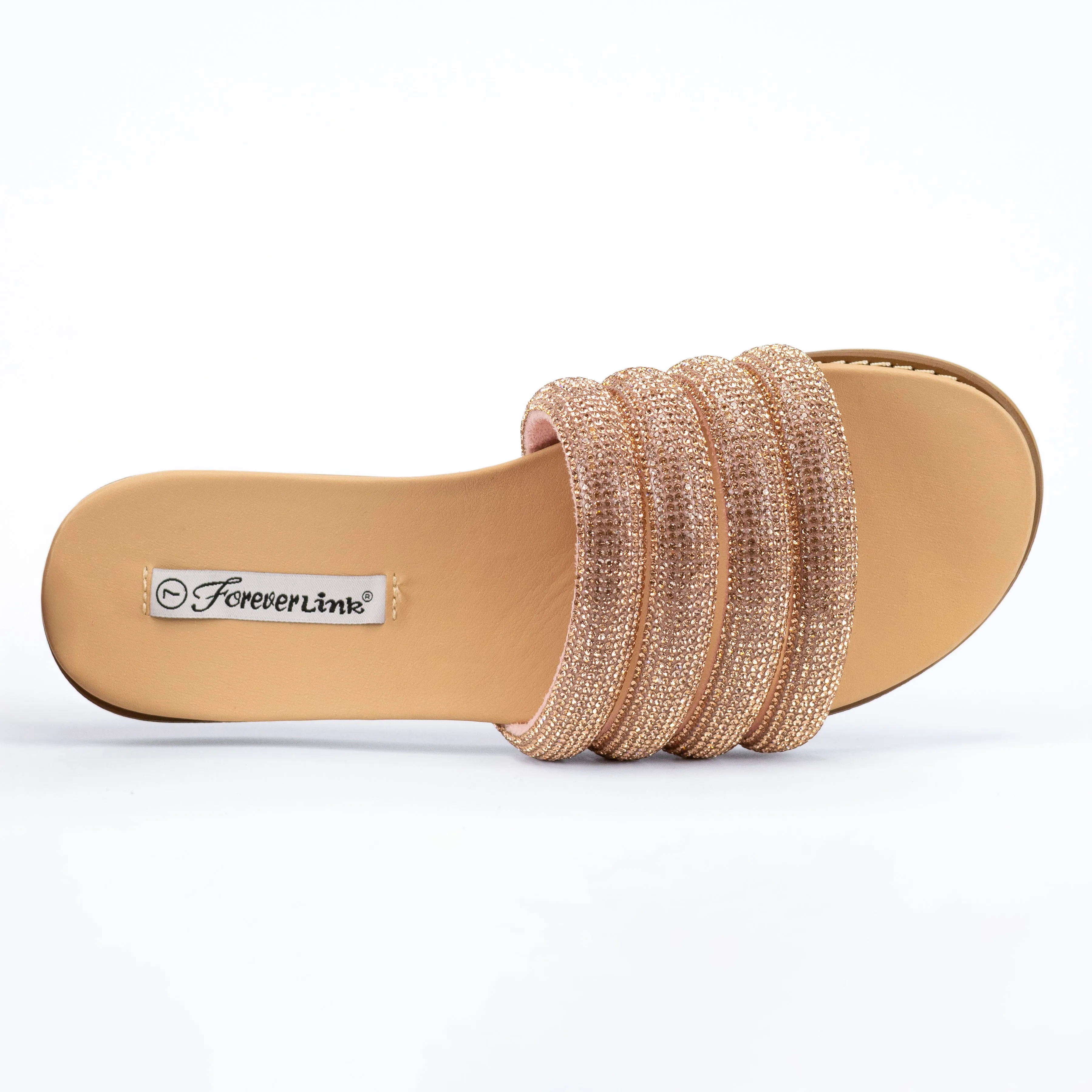 Kilter - Embellished Strap Slip-On Sandals, Open Round Toe, Stylish & Effortless for Casual Summer Looks