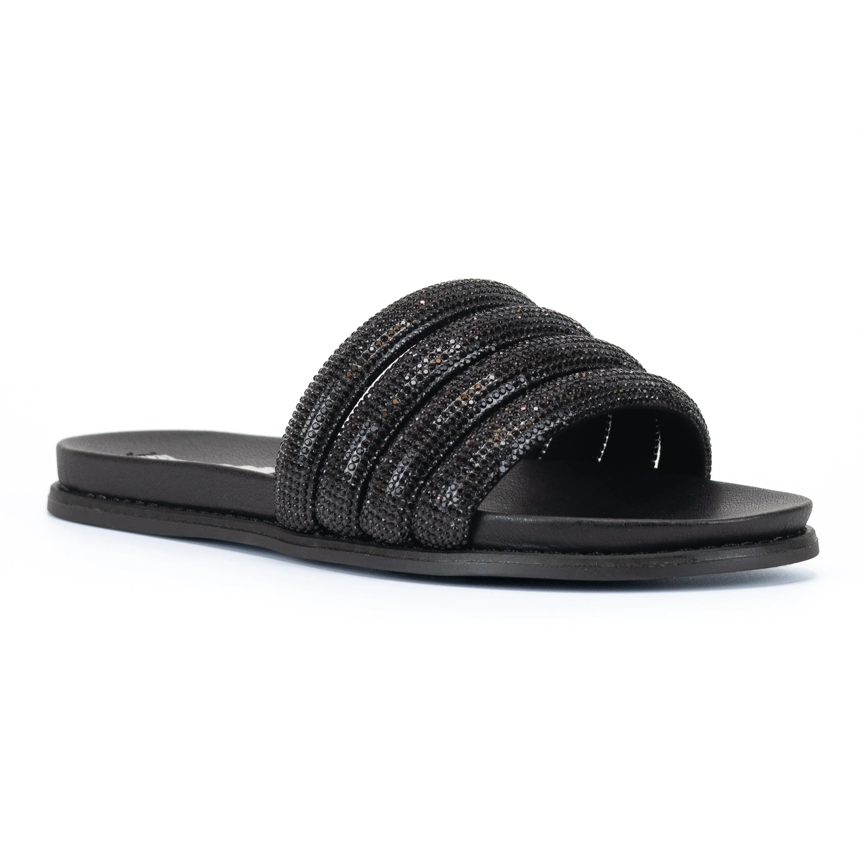 Kilter - Embellished Strap Slip-On Sandals, Open Round Toe, Stylish & Effortless for Casual Summer Looks