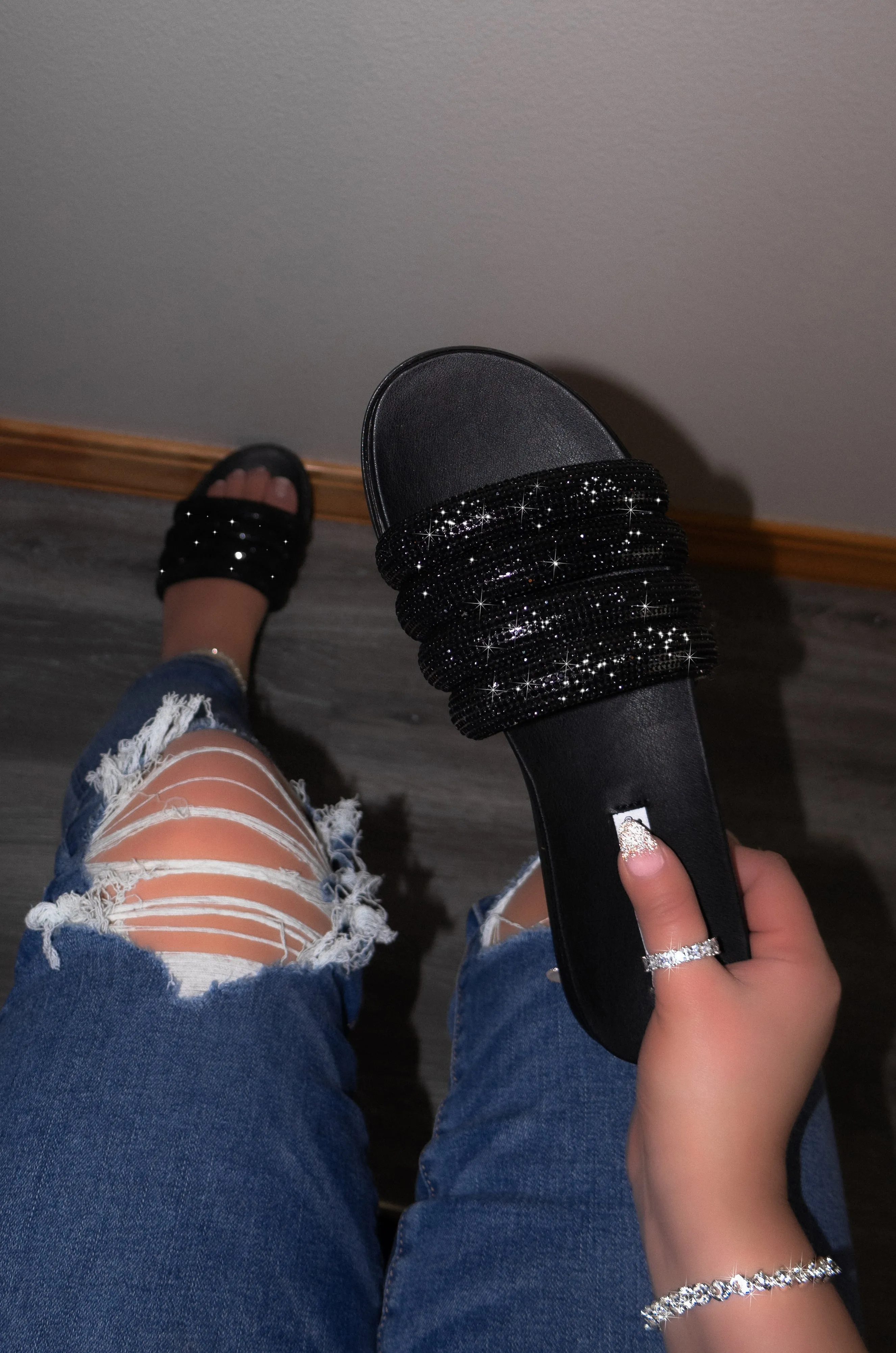 Kilter - Embellished Strap Slip-On Sandals, Open Round Toe, Stylish & Effortless for Casual Summer Looks