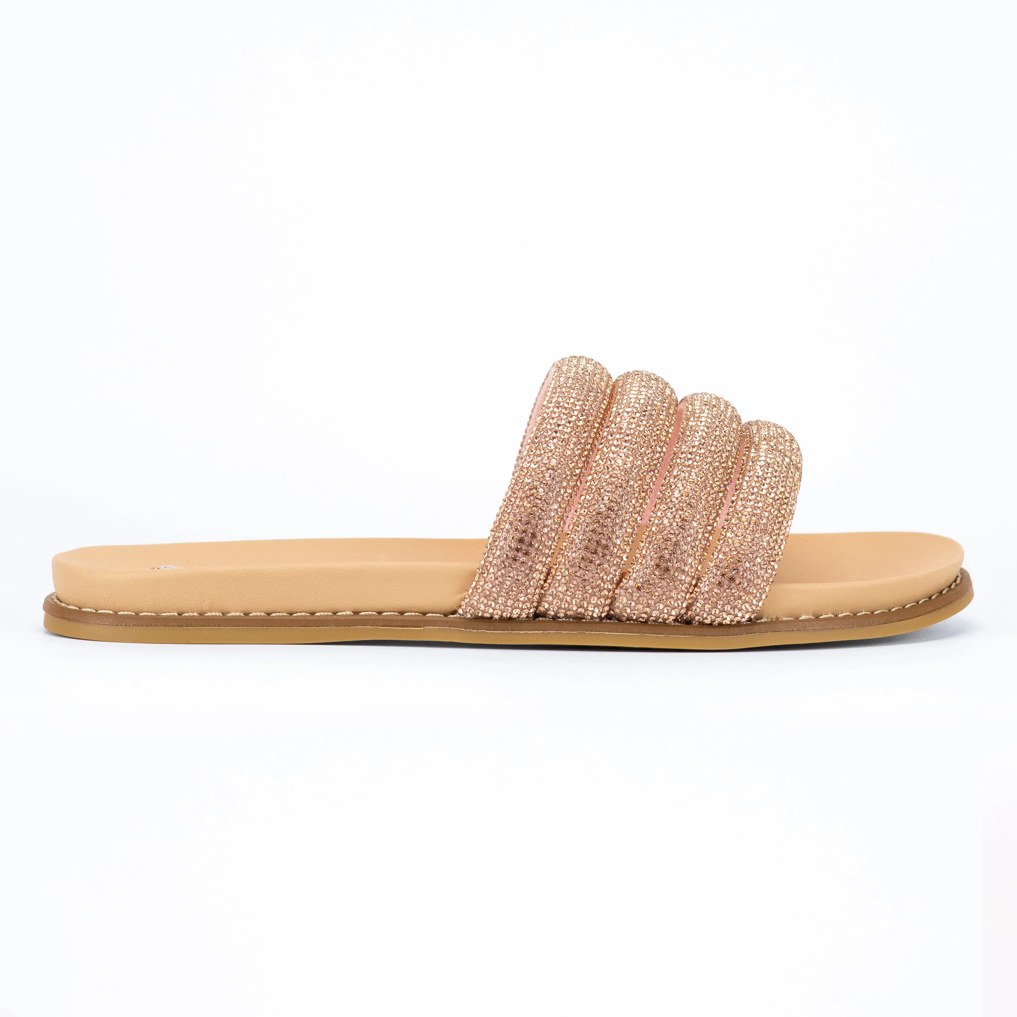 Kilter - Embellished Strap Slip-On Sandals, Open Round Toe, Stylish & Effortless for Casual Summer Looks