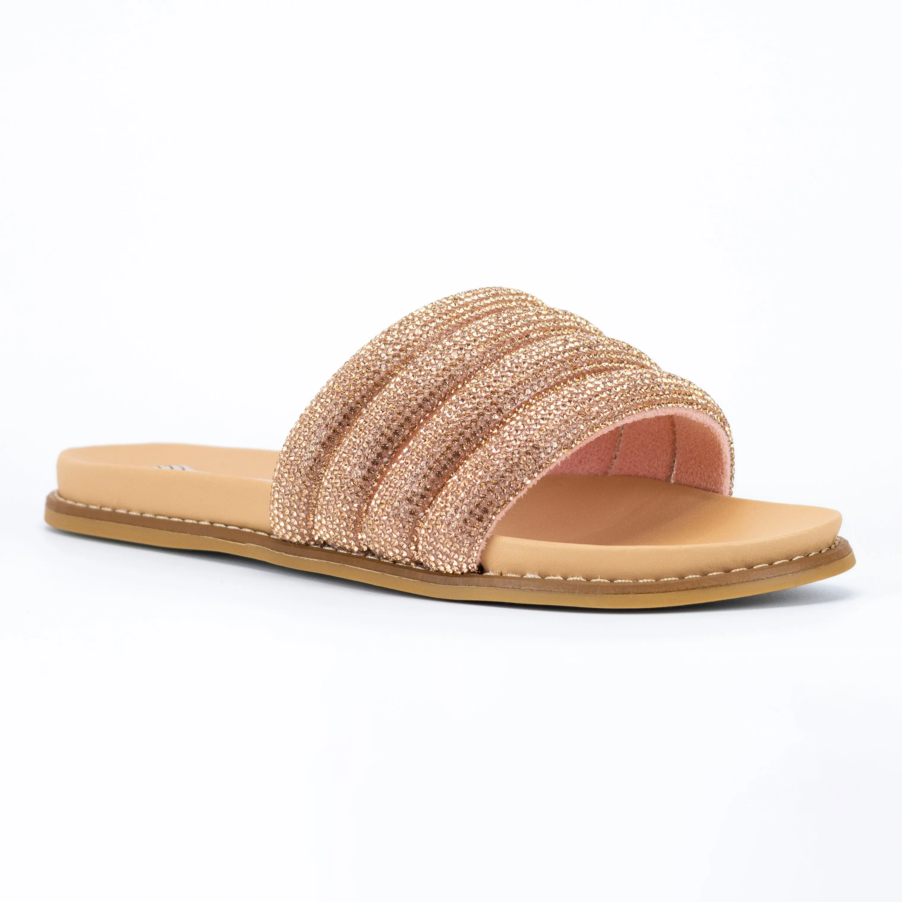 Kilter - Embellished Strap Slip-On Sandals, Open Round Toe, Stylish & Effortless for Casual Summer Looks