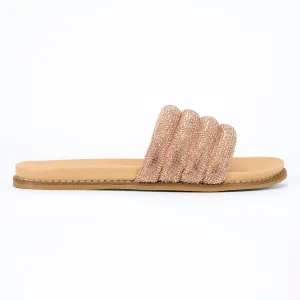 Kilter - Embellished Strap Slip-On Sandals, Open Round Toe, Stylish & Effortless for Casual Summer Looks