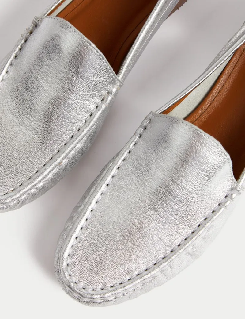 Leather Slip On Flat Loafers
