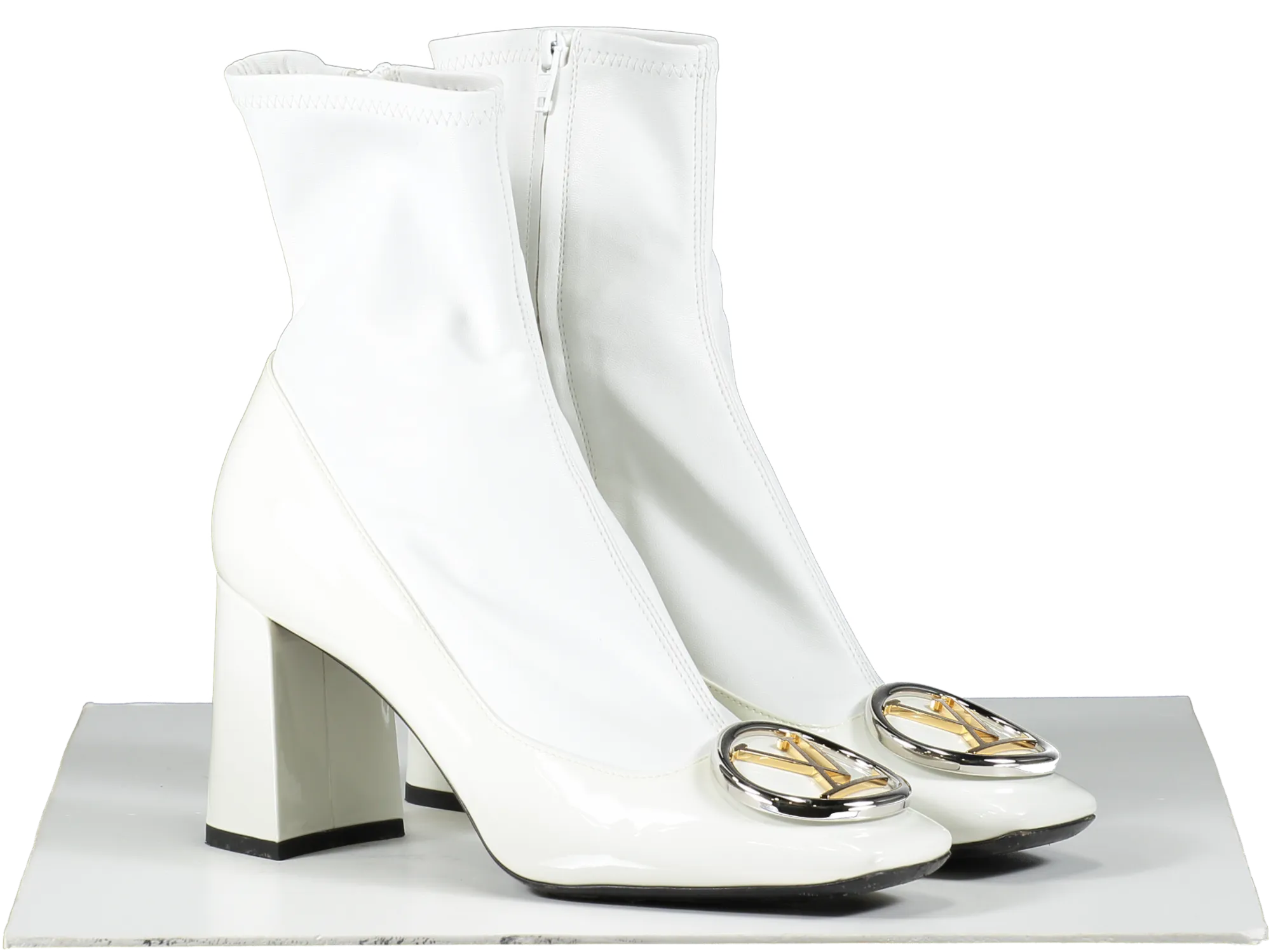Louis Vuitton White Patent Madeleine Ankle Boots UK 6 EU 39 