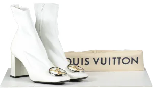 Louis Vuitton White Patent Madeleine Ankle Boots UK 6 EU 39 