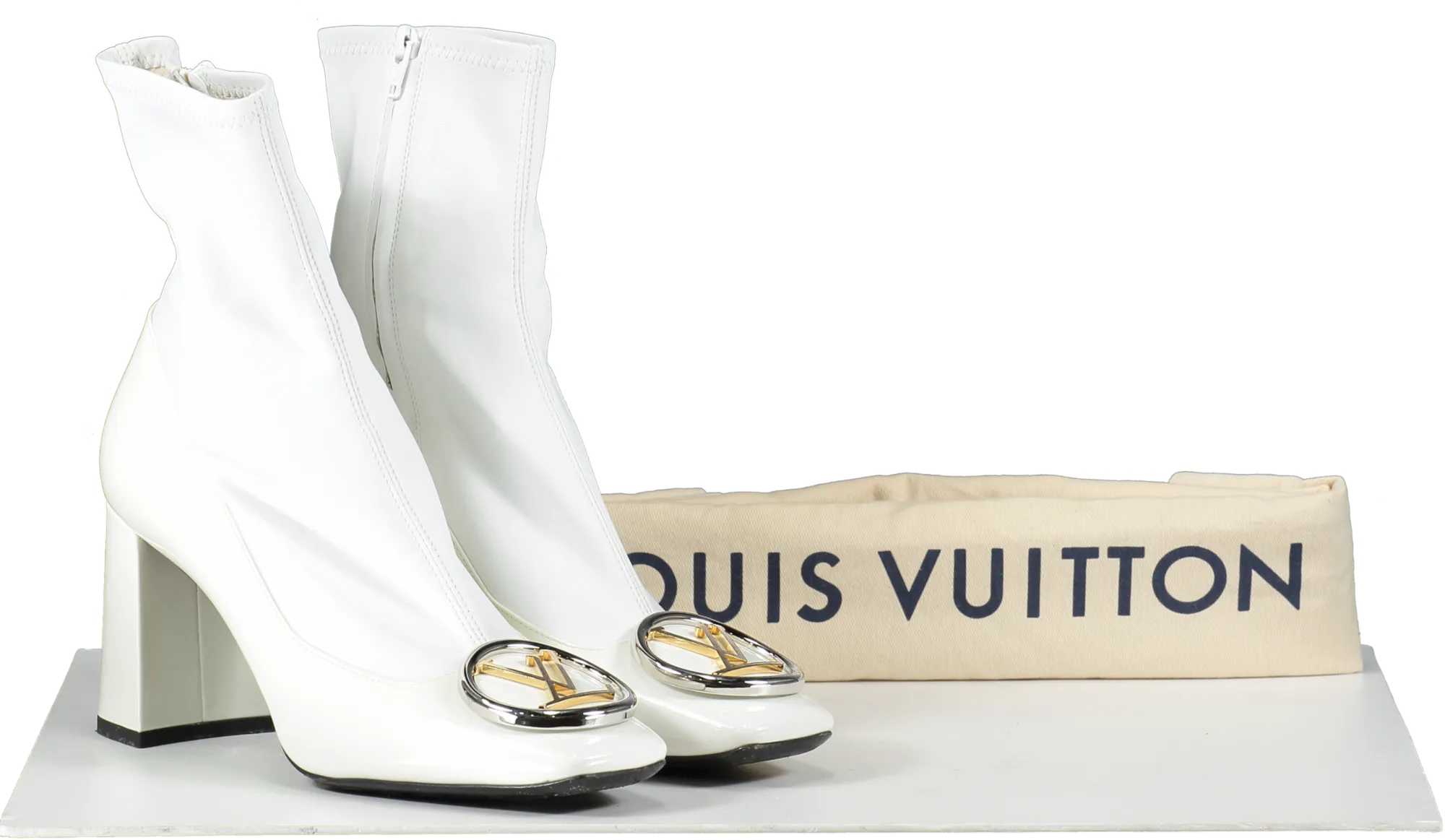 Louis Vuitton White Patent Madeleine Ankle Boots UK 6 EU 39 