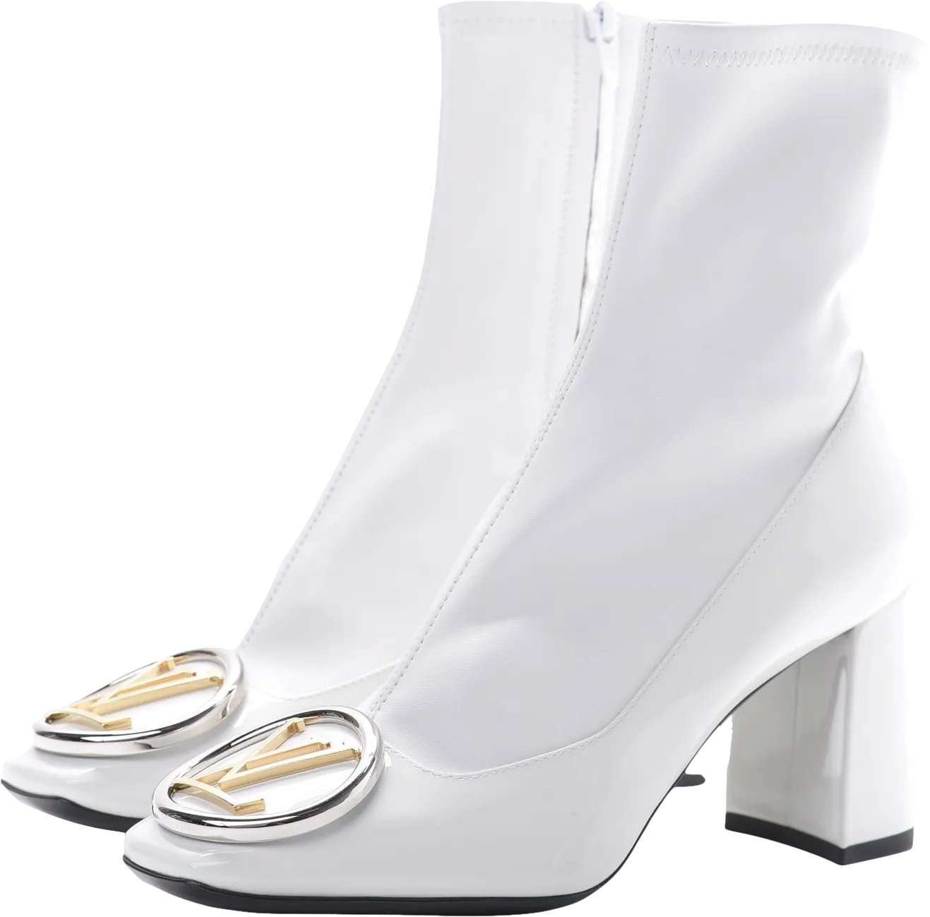 Louis Vuitton White Patent Madeleine Ankle Boots UK 6 EU 39 