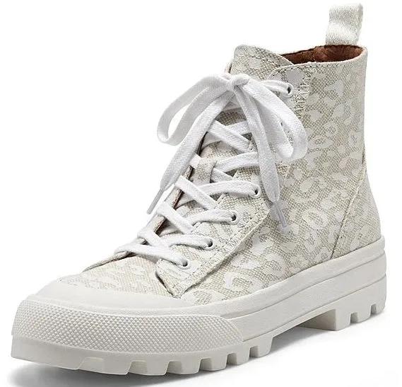Lucky Brand Eisley Natural White Lace Up High Top Sneaker Combat Lug Sole Boots