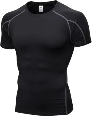 Men's Compression Shirt Athletic Short Sleeve Quick Dry Base-Layer Workout Running Sports Active Fitted, 1 Pack #B Grey, Small