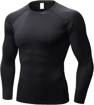 Men's Compression Shirts Long Sleeve Workout Baselayer Quick Dry Athletic T Shirts Sport Running Tops 1/2 Pack