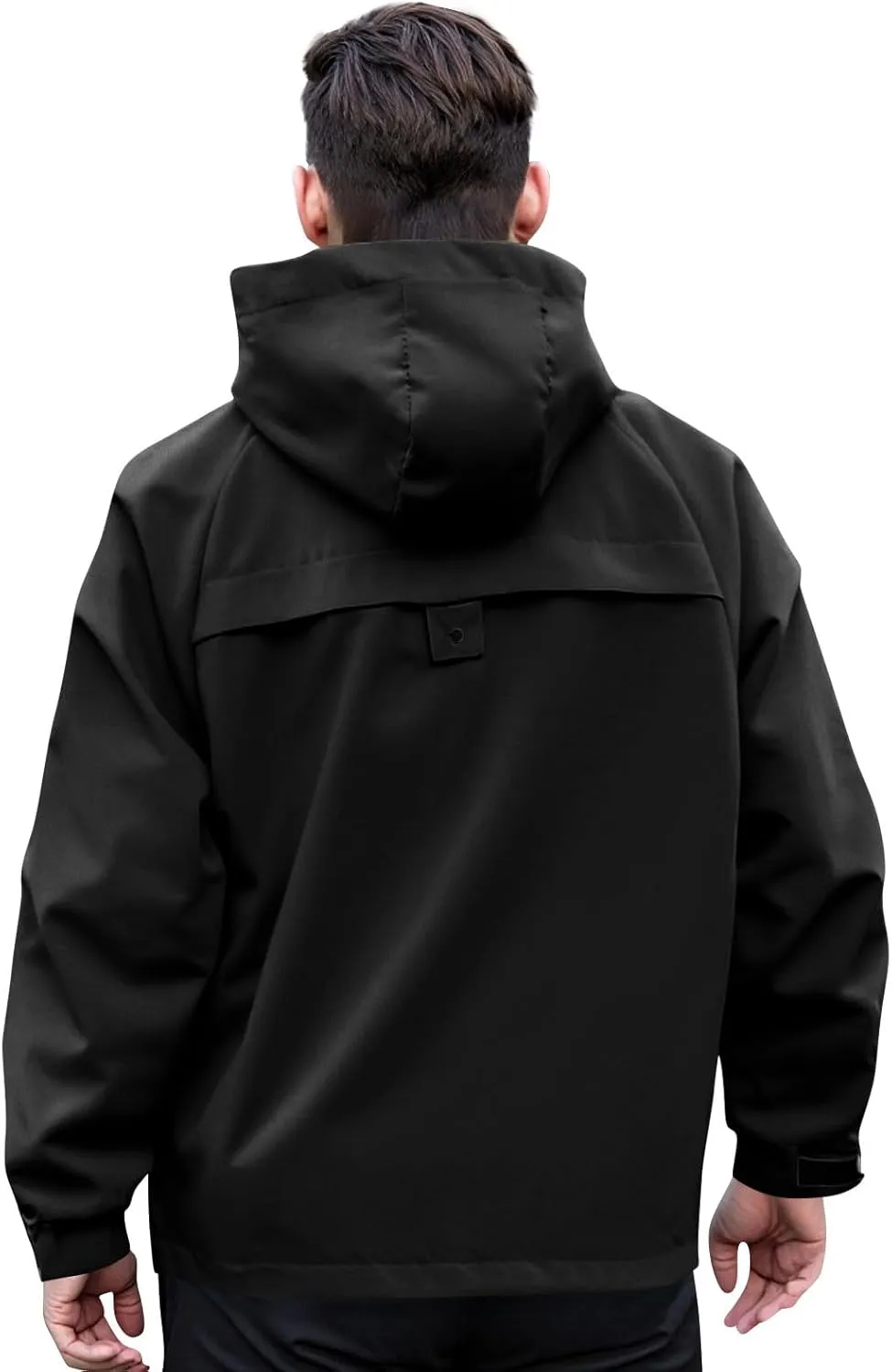 Mens Rain Jacket Drawstring Lightweight Waterproof Rain Coats Ponchos Sun Protective Outdoor Jacket with Hooded
