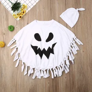 Merqwadd Unisex Toddler Baby Halloween Costume Ghost Cloak Poncho Cape Cosplay with Hat Outfits for Kids