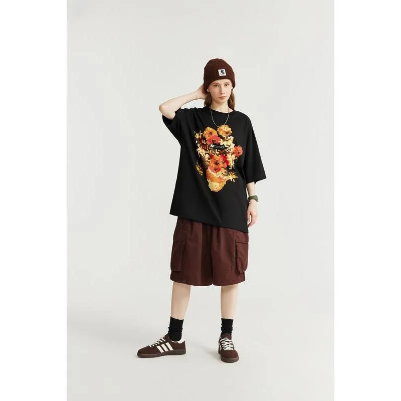 Metallic Sunflower Print T-Shirt