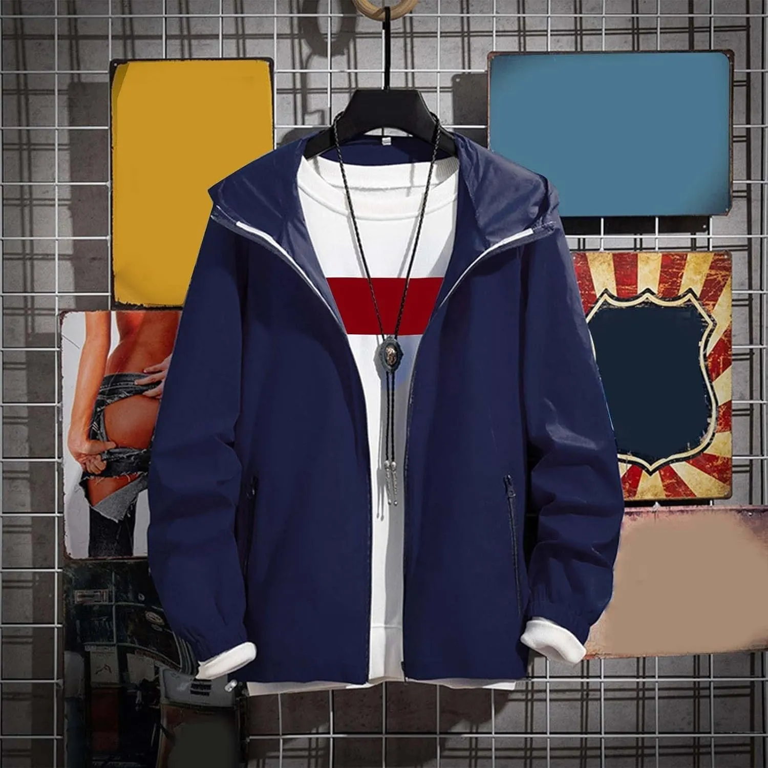 MIDOO Lightweight Jackets for Men Hoodie Casual Full Zip Long Sleeve Hooded Sweatshirt Athletic Sports Hiking Jacket Coats