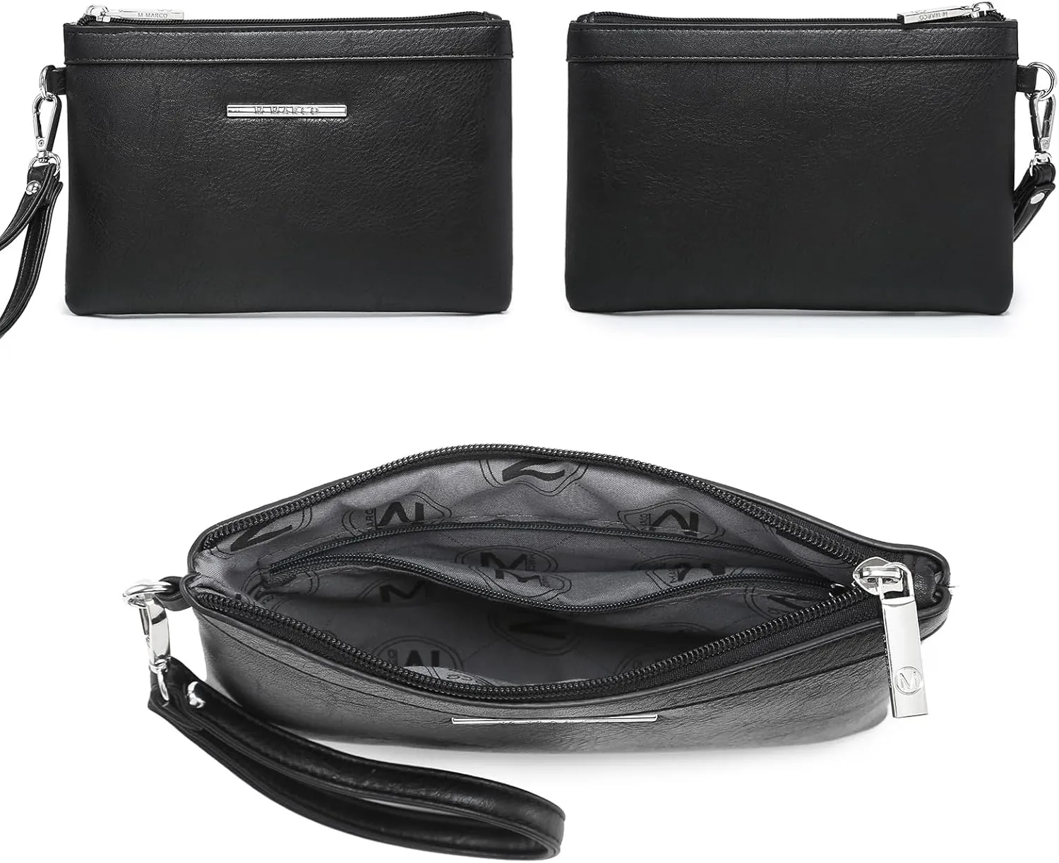 MKP Women Fashion Double Zipper Medium Backpack Purse PU Leather Ladies Travel Shoulder Bag Set 2Pcs