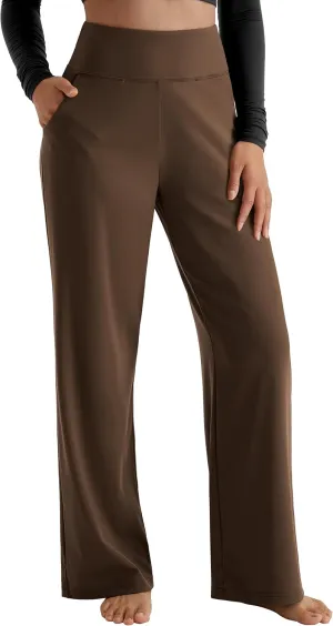 MOOSLOVER Women Seamed Detail Flare Leggings Elastic High Waisted Bell Bottom Bootcut Yoga Casual Pants