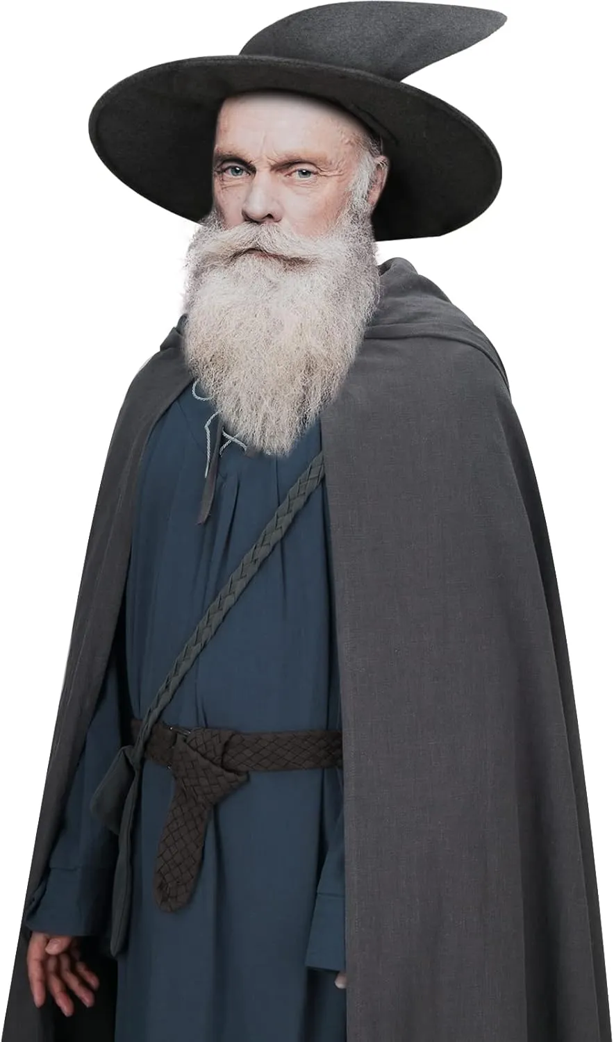 PARTYEVER Adult Men Hooded Cloak Wizard Robe Hat Mini Messengerbag Medieval Monk Cape Halloween