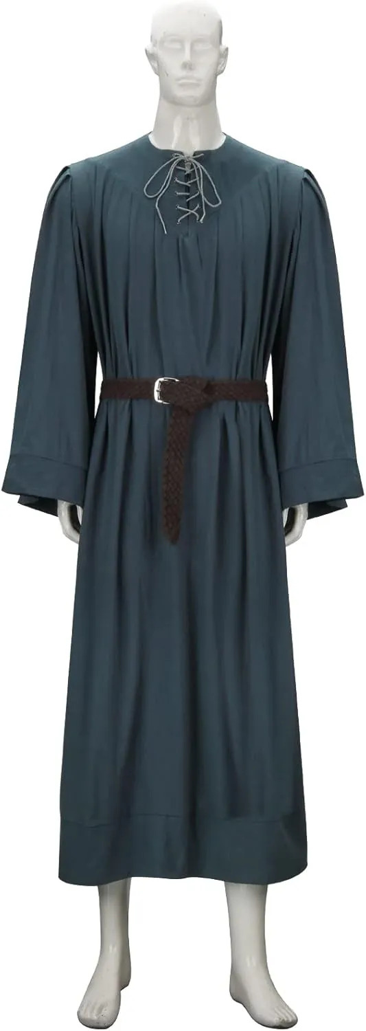 PARTYEVER Adult Men Hooded Cloak Wizard Robe Hat Mini Messengerbag Medieval Monk Cape Halloween