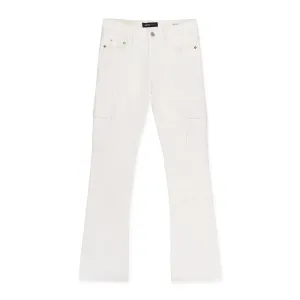 PATENT FILM CARGO FLARE WHITE SKINNY JEANS
