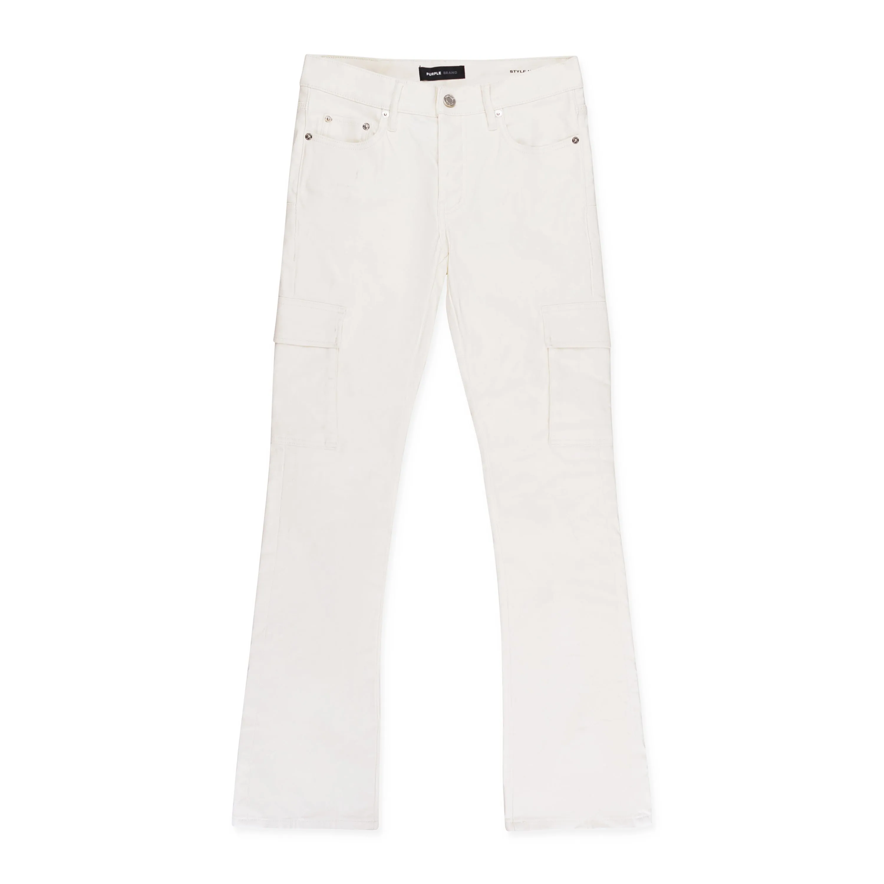PATENT FILM CARGO FLARE WHITE SKINNY JEANS